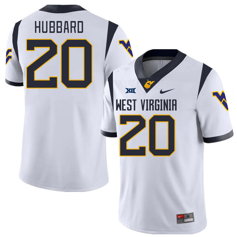 Men #20 Diore Hubbard West Virginia Mountaineers College 2024 New Uniforms Football Jerseys Stitched